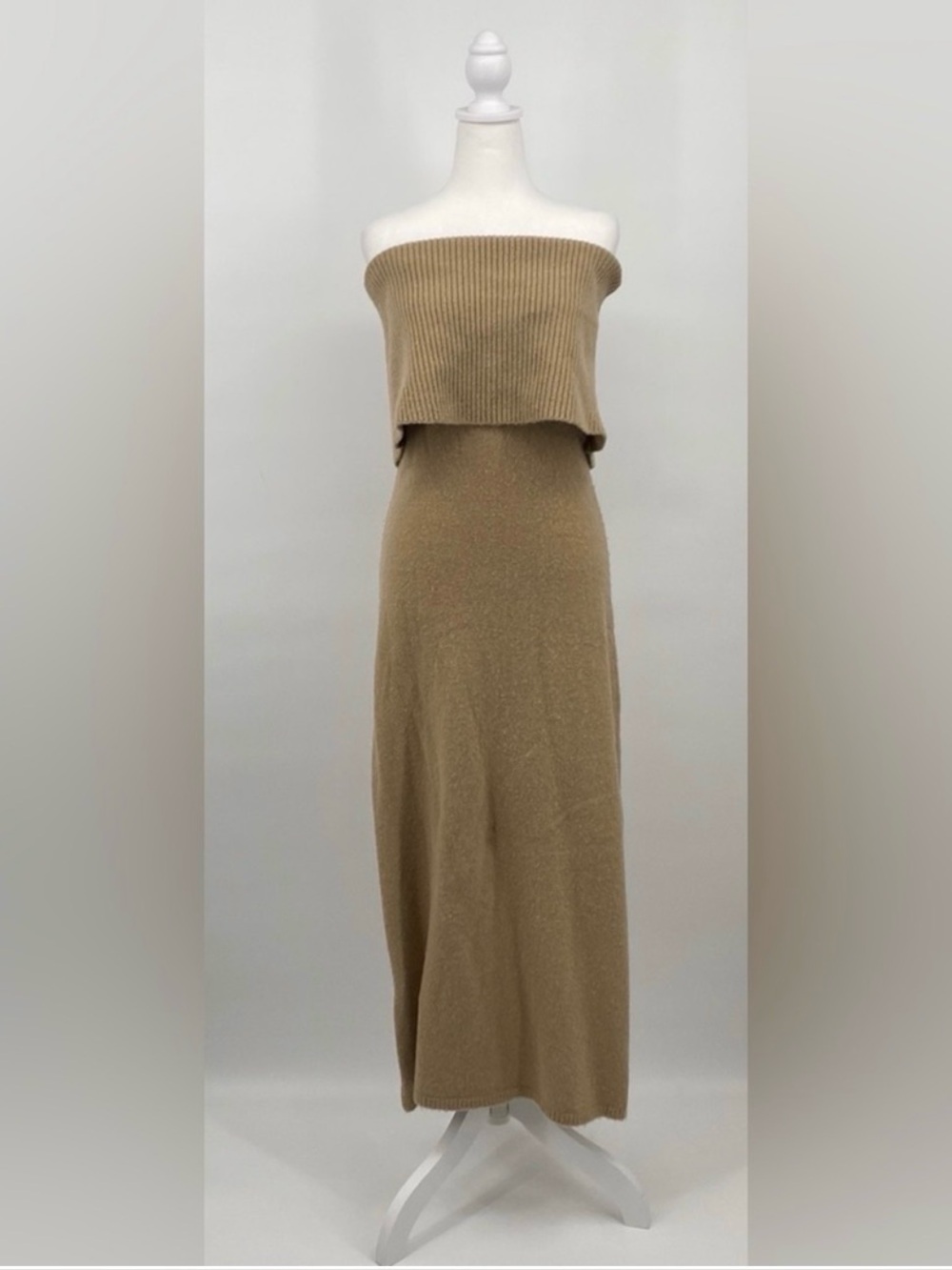 cult gaia alpaca/wool tan maxi dress